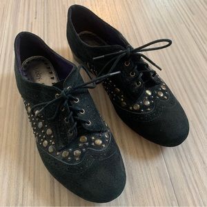 Libby. Edelman Lace-Ups in Black w Bronze Accents Size 6 EUC